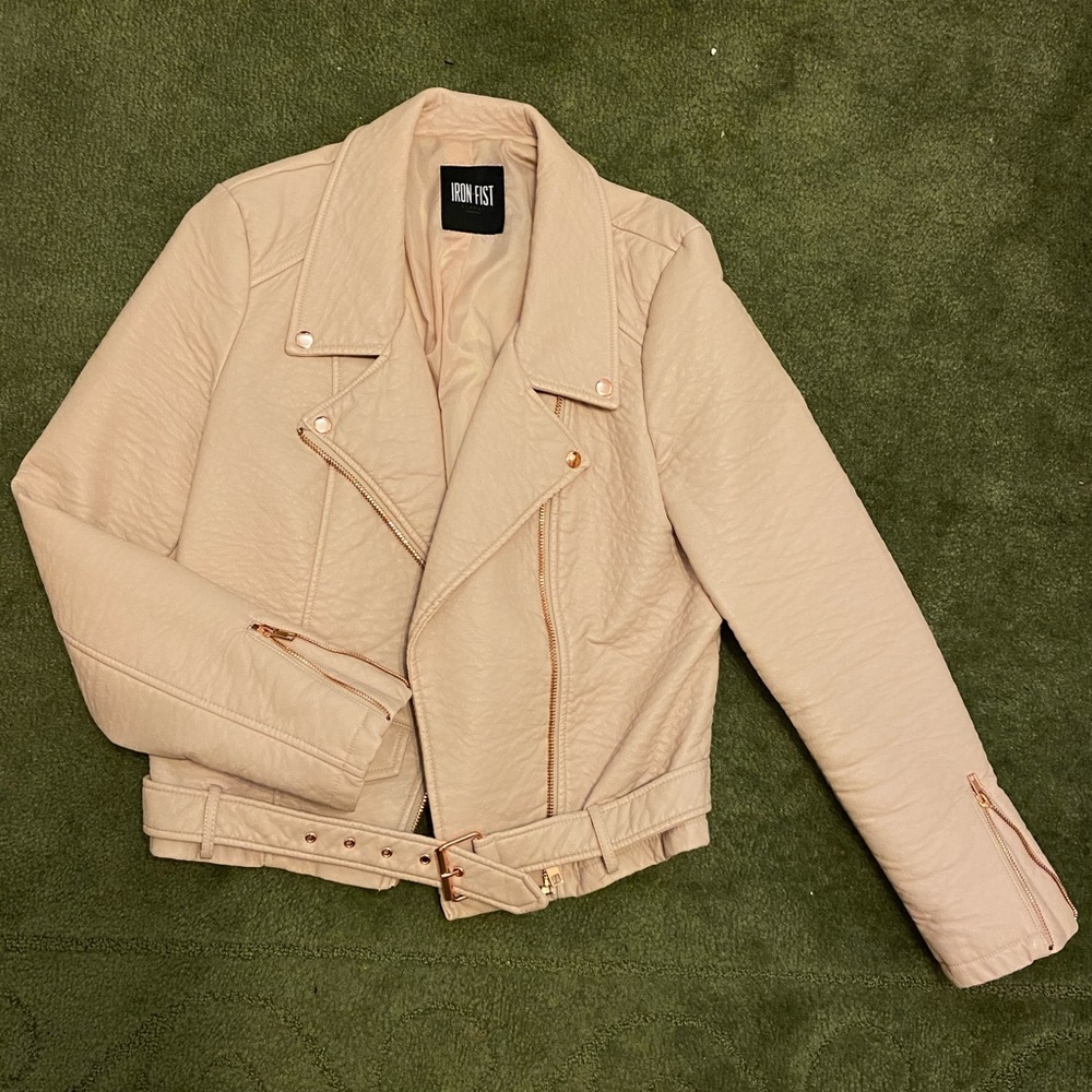 DollsKill Iron Fist Pink Vegan Leather Jacket